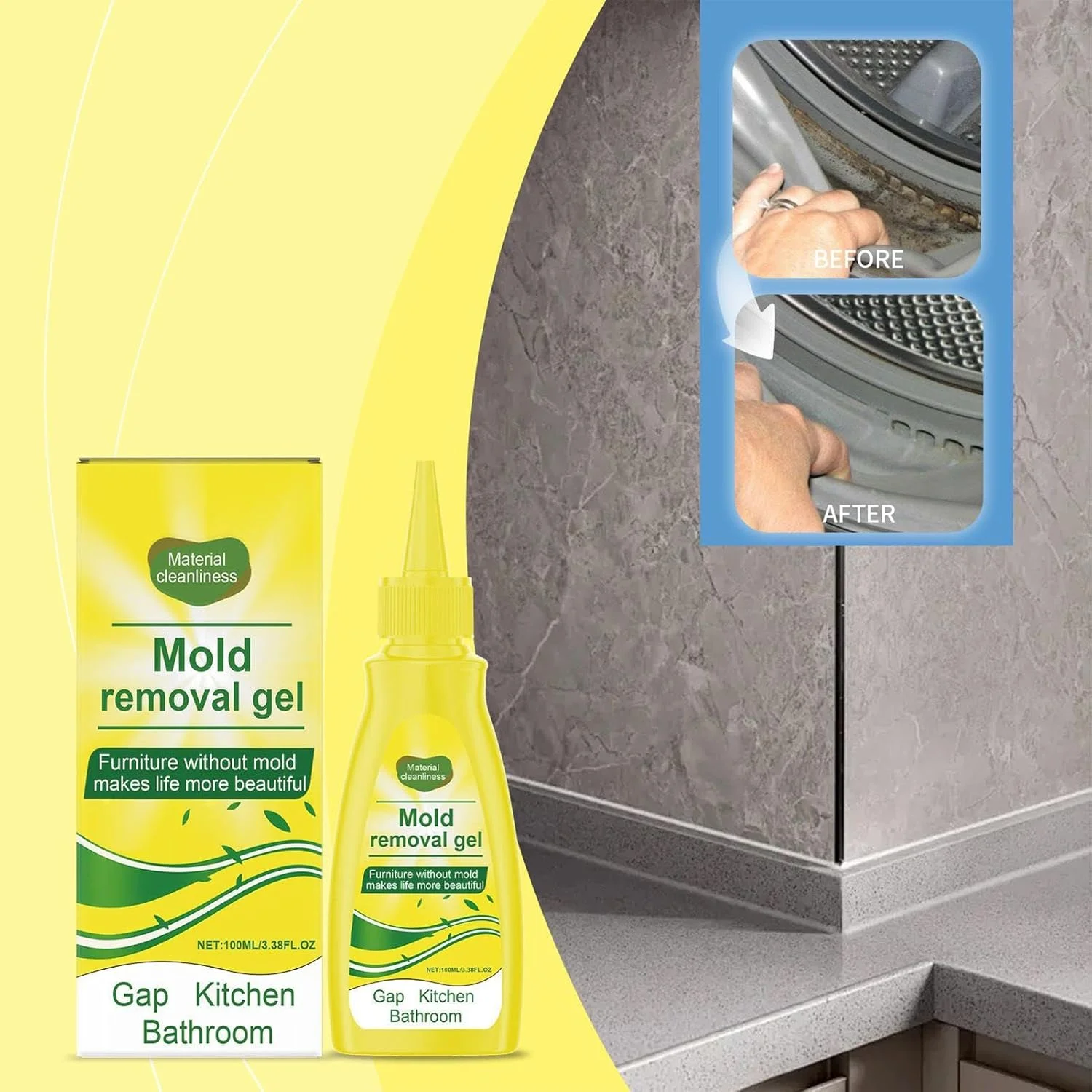 ژل از بین برنده کپک، رسوب زدای 100 میلی لیتری دوش، تمیز کننده ماشین لباسشویی | برای سینک آشپزخانه، حمام، دوش، وان، واشر یخچال، نشیمنگاه توالت