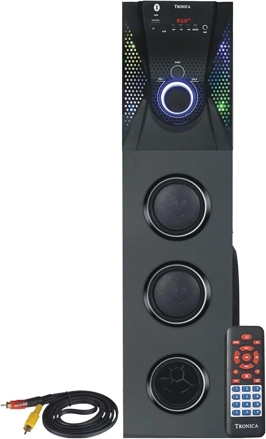 سیستم صوتی خانگی ترونیکا Banjo 24 اینچ مدل Dj Tower با جلوه های نوری زنده و ریموت کنترل - پخش از طریق بلوتوث، USB، کارت SD، FM، AUX، میکروفون
