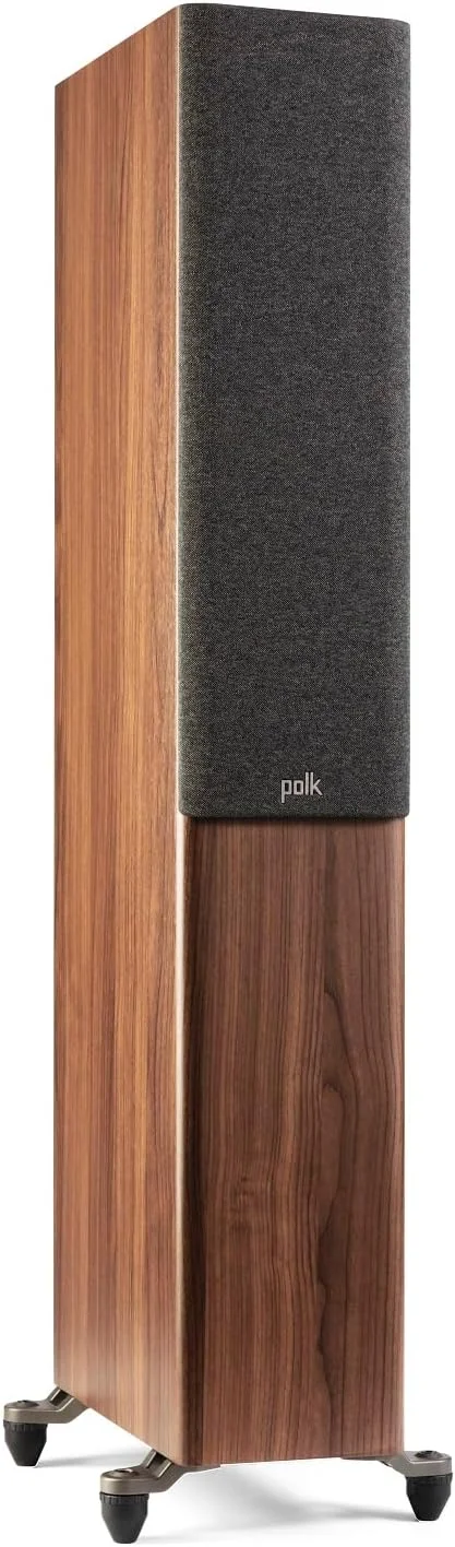 بلندگوی ایستاده سری رزرو R500 پولک آدیو، توییتر رینگی 1 اینچی Pinnacle و ووفر های دوگانه 5.25 اینچی Turbine Cone، دارای گواهینامه Hi-Res، Dolby Atmos و IMAX Enhanced برای سینمای خانگی پویا - قهوه ای گردویی