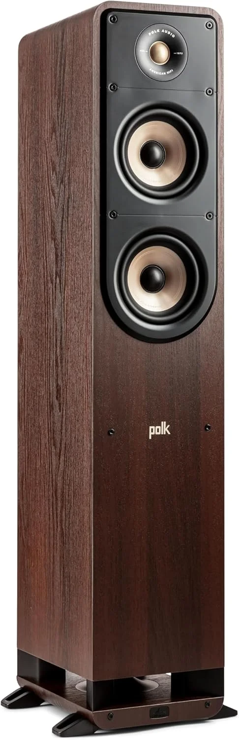 اسپیکر ایستاده Polk Audio Signature Elite ES50 - دارای گواهینامه Hi-Res Audio و سازگار با Dolby Atmos & DTS:X، توییتر 1 اینچی و (2) ووفر 5.25 اینچی، فناوری Power Port برای بیس بی دردسر، گردویی مدرن
