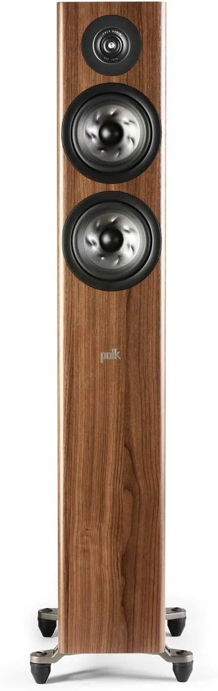 بلندگوی ایستاده سری رزرو R500 پولک آدیو، توییتر رینگی 1 اینچی Pinnacle و ووفر های دوگانه 5.25 اینچی Turbine Cone، دارای گواهینامه Hi-Res، Dolby Atmos و IMAX Enhanced برای سینمای خانگی پویا - قهوه ای گردویی