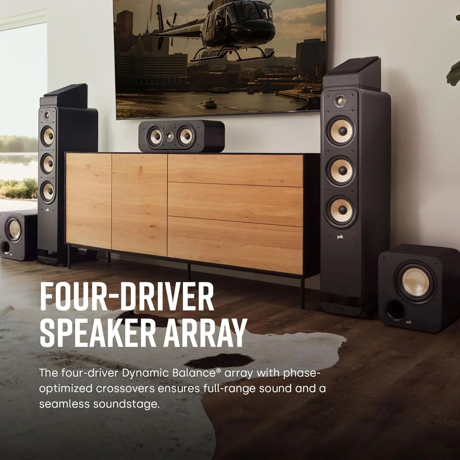 اسپیکر ایستاده Polk Audio Signature Elite ES60 - دارای گواهینامه Hi-Res، سازگار با Dolby Atmos و DTS:X، توییتر 1 اینچی و سه ووفر 6.5 اینچی، فناوری Power Port برای بیس بی دردسر، مشکی خیره کننده