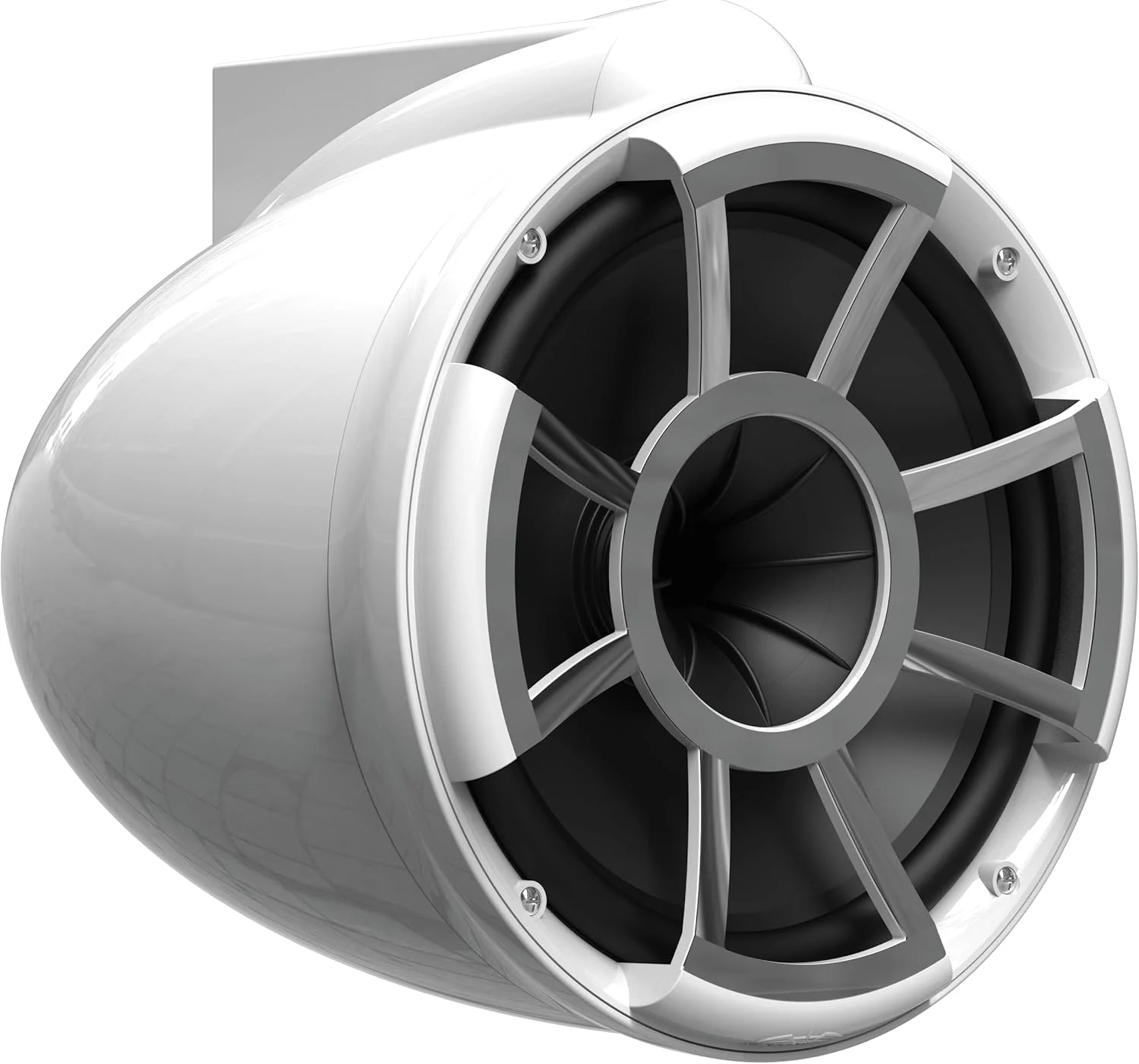 بلندگوهای برج Wet Sounds REV 10 W-FC SA V2 سری Revolution، 10 اینچی، سفید، با بست‌های ثابت آلومینیومی نقره‌ای برای لوله‌های با قطر 1 7/8 اینچ تا 3 اینچ