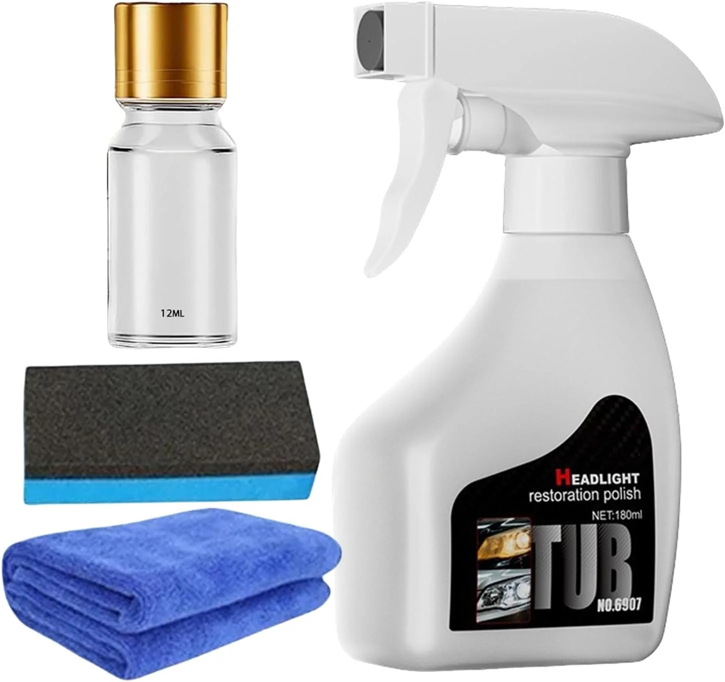 اسپری تمیز کننده چراغ جلو خودرو، کیت تمیز کننده و ترمیم چراغ جلو | پاک کننده، پولیش، ترمیم کننده و محافظ برای چراغ های جلوی زرد شده و دارای خط و خش