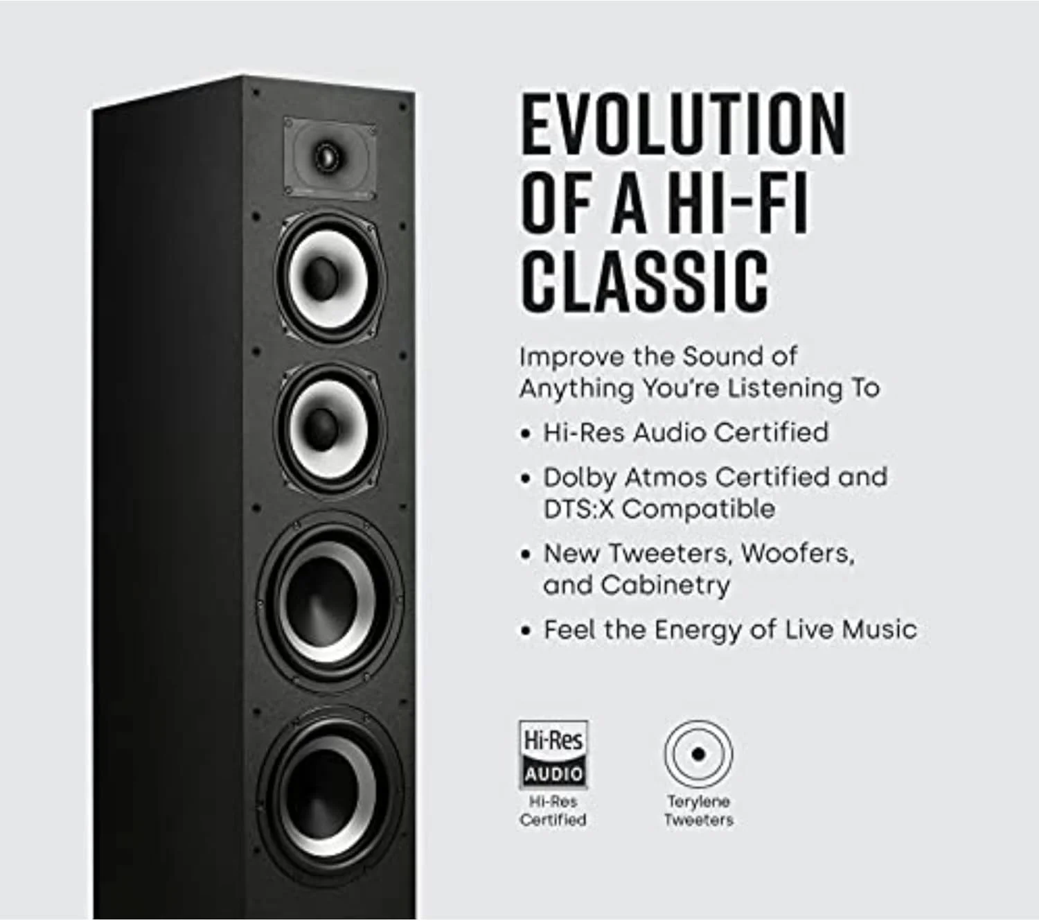 بلندگوی ایستاده برجی با وضوح بالا Polk Audio Monitor XT70، بلندگوی دارای گواهی Hi-Res، دارای گواهی Dolby Atmos و سازگار با DTS:X، بسته 1 عددی، مشکی بلندگوی ایستاده برجی با وضوح بالا Polk Audio Monitor XT70، بلندگوی دارای گواهی Hi-Res، دارای گواهی Dolby Atmos و سازگار با DTS:X، بسته 1 عددی، مشکی