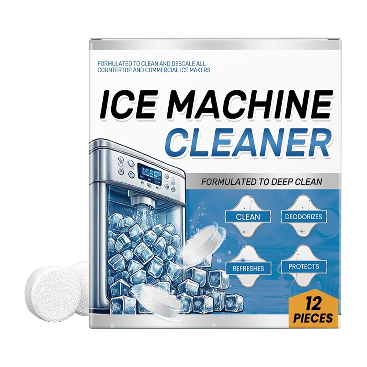 قرص های تمیز کننده یخ ساز | تمیز کننده فعال قدرتمند، ابزارهای آشپزخانه چند منظوره، ابزار تمیز کننده قابل حمل برای نگهداری روزانه