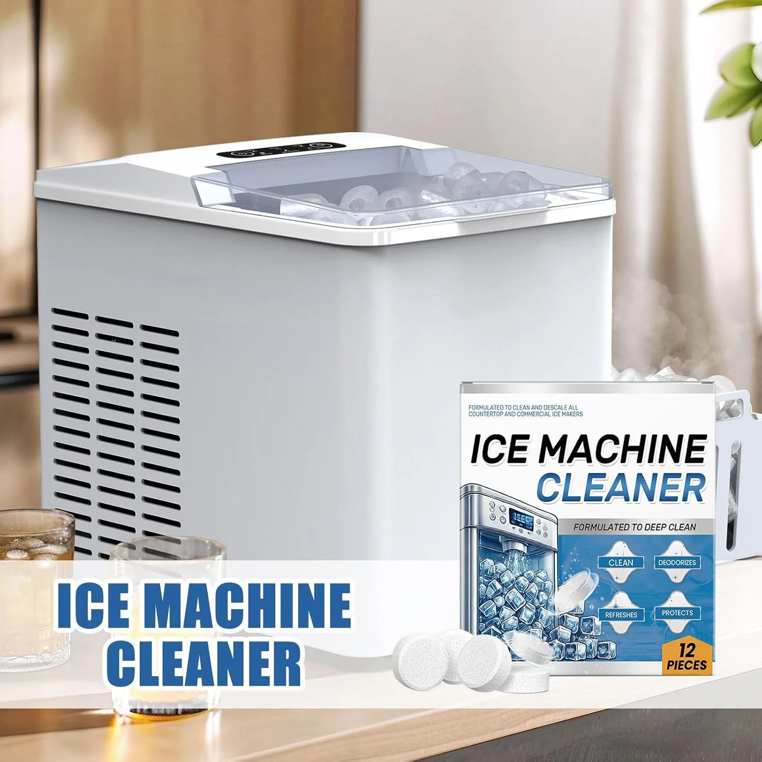 قرص های تمیز کننده یخ ساز، تمیز کننده قدرتمند یخ ساز، ابزار تمیز کننده قابل حمل، لوازم خانگی برای خانه، رستوران ها