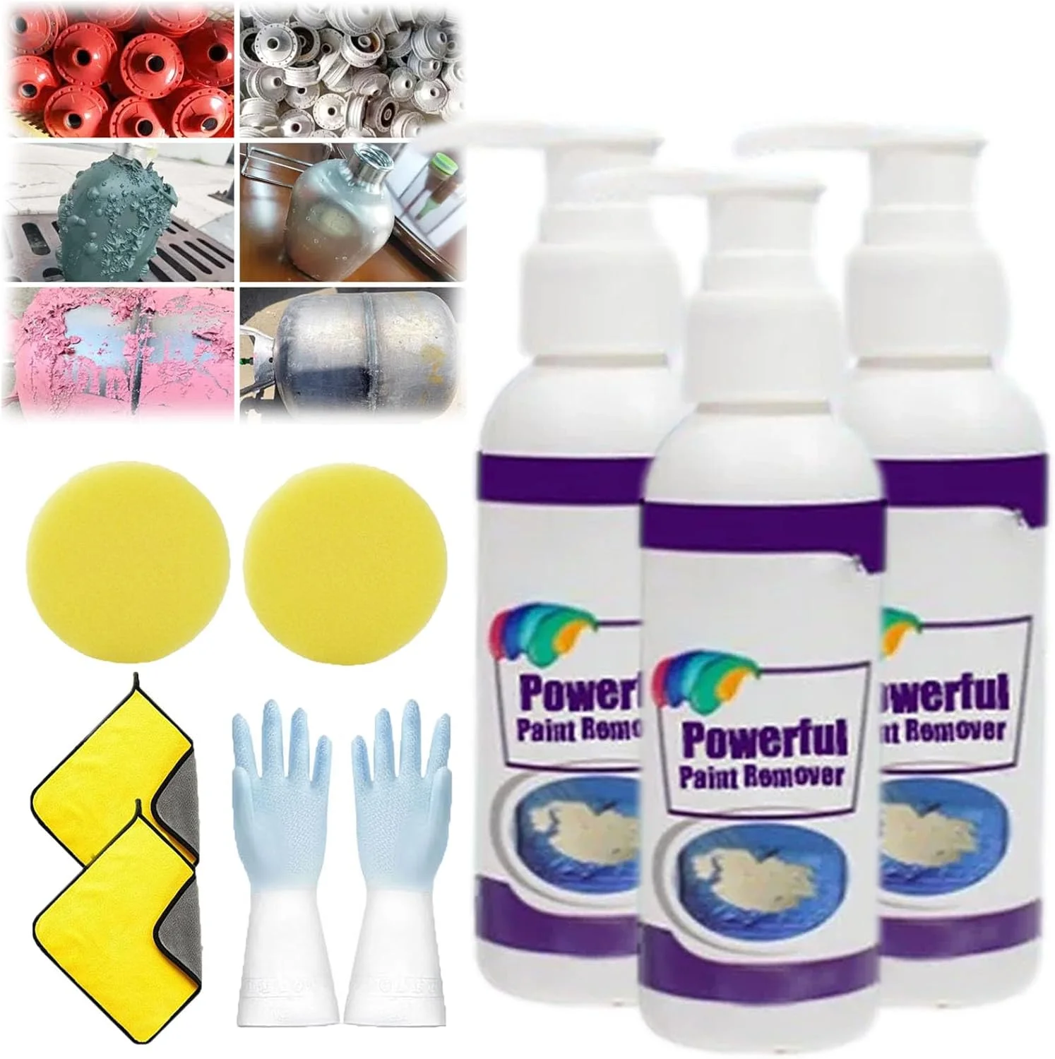 پاک کننده قوی رنگ، اسپری پاک کننده خمیری قدرتمند، پاک کننده قوی رنگ چند منظوره، پاک کننده رنگ سطح فلز، لوازم ویژه تمیز کننده رنگ لکه (3 عدد)