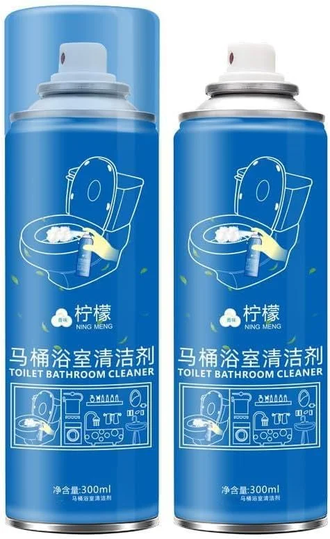 مجموعه 2 عددی پاک کننده قوی فومینگ حمام و توالت، پاک کننده چند منظوره لکه، چربی و جرم برای توالت، وان حمام، دوش، سینک، شیشه، عملکرد سریع، ضد باکتری، پاک کننده کپک (300 میلی لیتر)