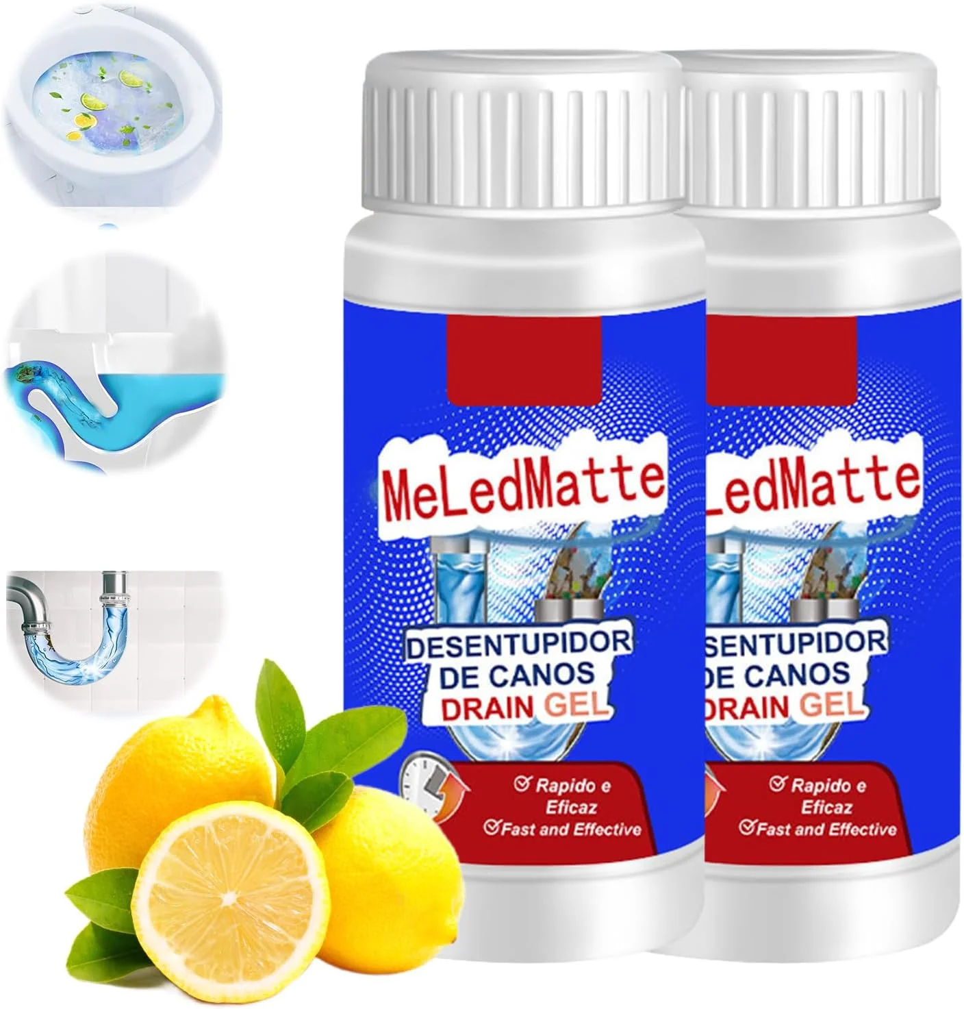 ماده لایروبی قدرتمند لوله، ماده لایروبی خط لوله Meledmatte، پاک کننده قدرتمند لوله، پاک کننده فاضلاب سینک برای ابزار تمیز کردن سریع خط لوله توالت آشپزخانه (2 عدد)