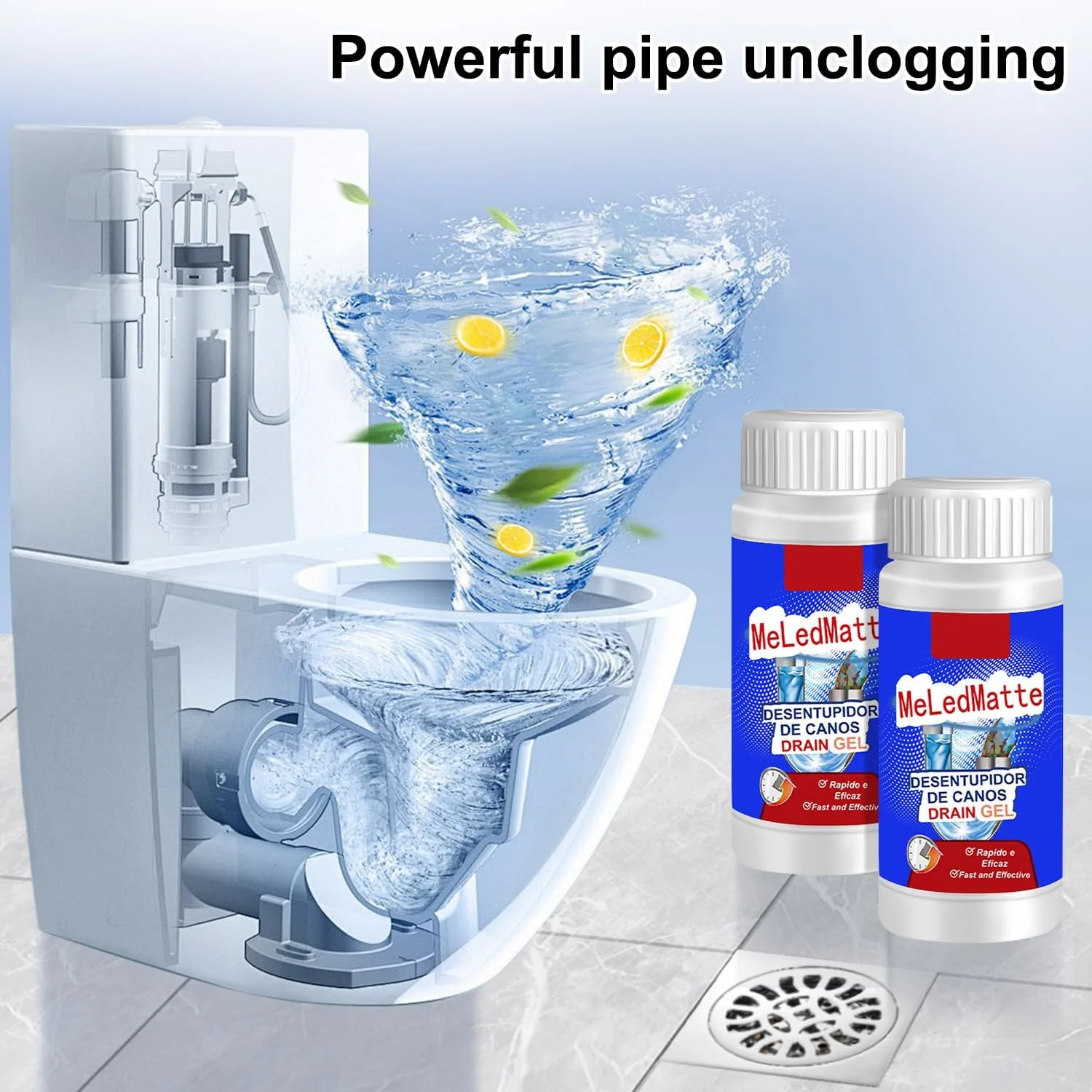 ماده لایروبی قدرتمند لوله، ماده لایروبی خط لوله Meledmatte، پاک کننده قدرتمند لوله، پاک کننده فاضلاب سینک برای ابزار تمیز کردن سریع خط لوله توالت آشپزخانه (2 عدد)