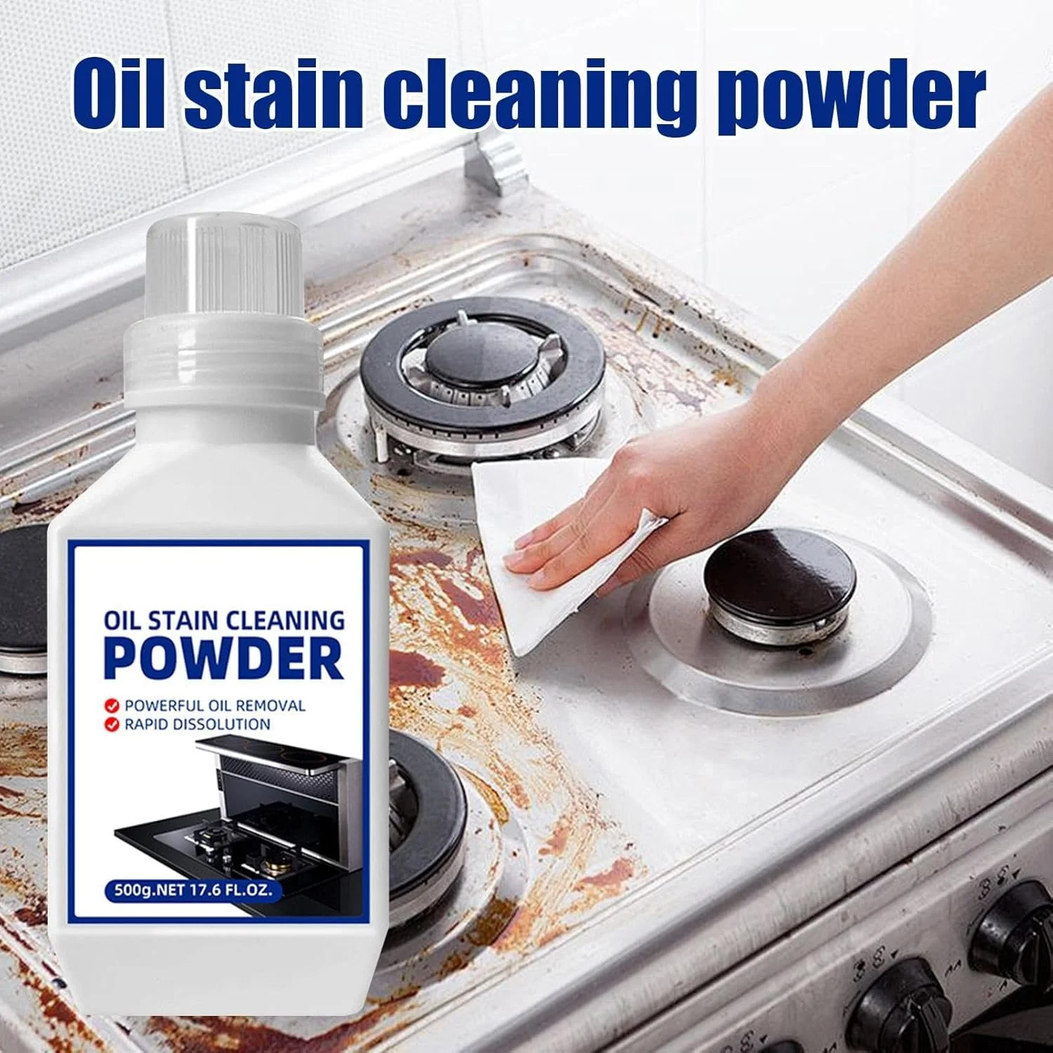 پودر چربی زدای قوی آشپزخانه، پودر تمیز کننده چند منظوره آشپزخانه، پاک کننده چربی آشپزخانه چند منظوره، پاک کننده همه منظوره (2 عدد 550 گرمی)