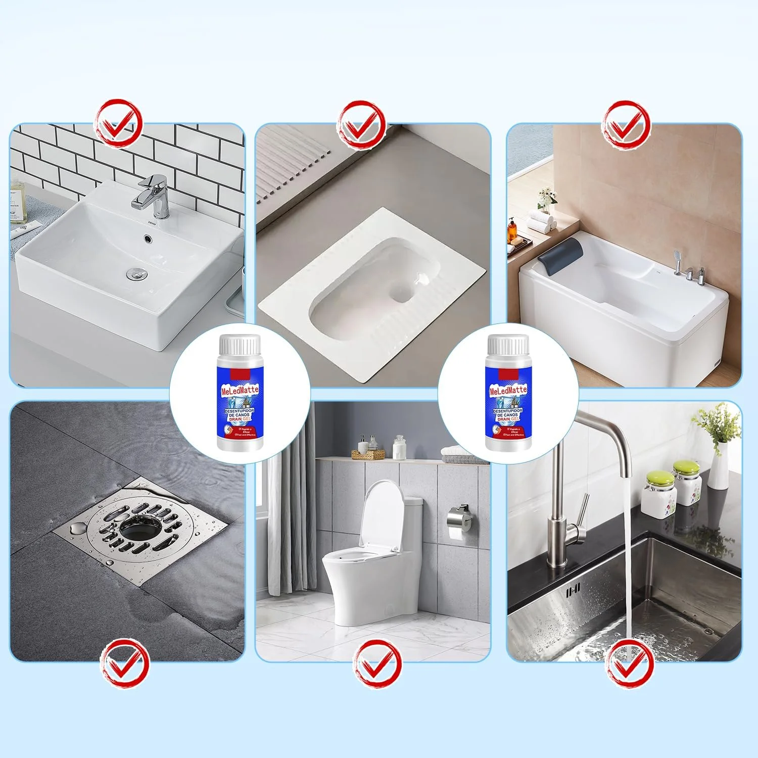 ماده لایروبی قدرتمند لوله، ماده لایروبی خط لوله Meledmatte، پاک کننده قدرتمند لوله، پاک کننده فاضلاب سینک برای ابزار تمیز کردن سریع خط لوله توالت آشپزخانه (2 عدد)