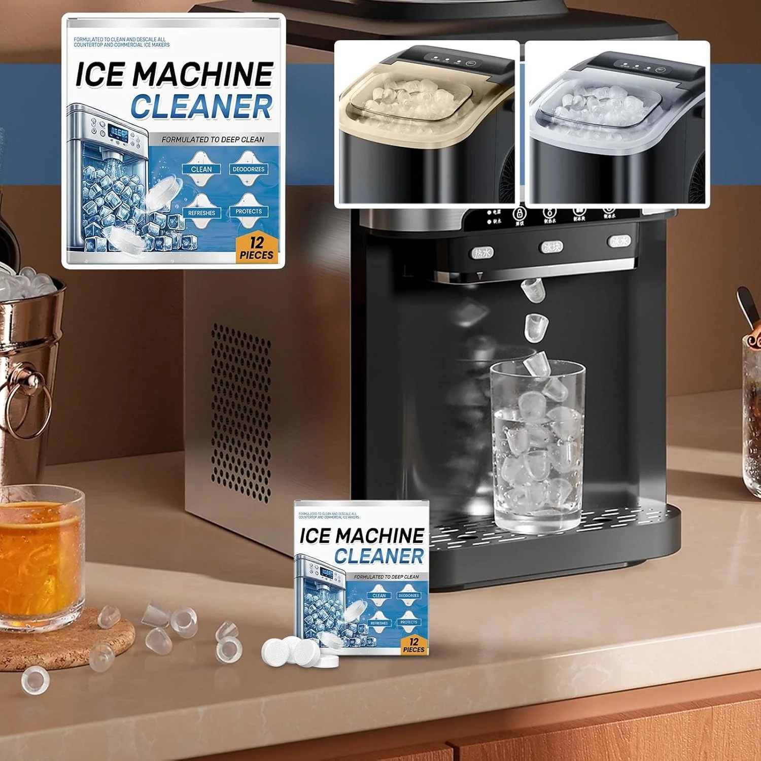 قرص های تمیز کننده ماشین لباسشویی، قرص های تمیز کننده قدرتمند بطری آب | ابزارهای آشپزخانه چند منظوره، ابزار تمیز کننده قابل حمل برای نگهداری روزانه