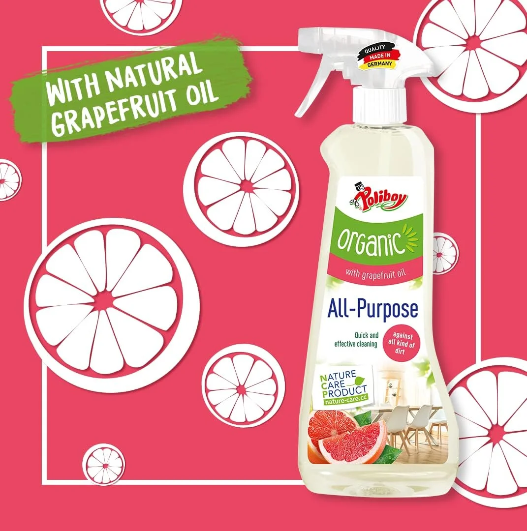 مایع پاک کننده چند منظوره ارگانیک پولی بوی مناسب چوب، پلاستیک و فلز 500 میلی لیتر