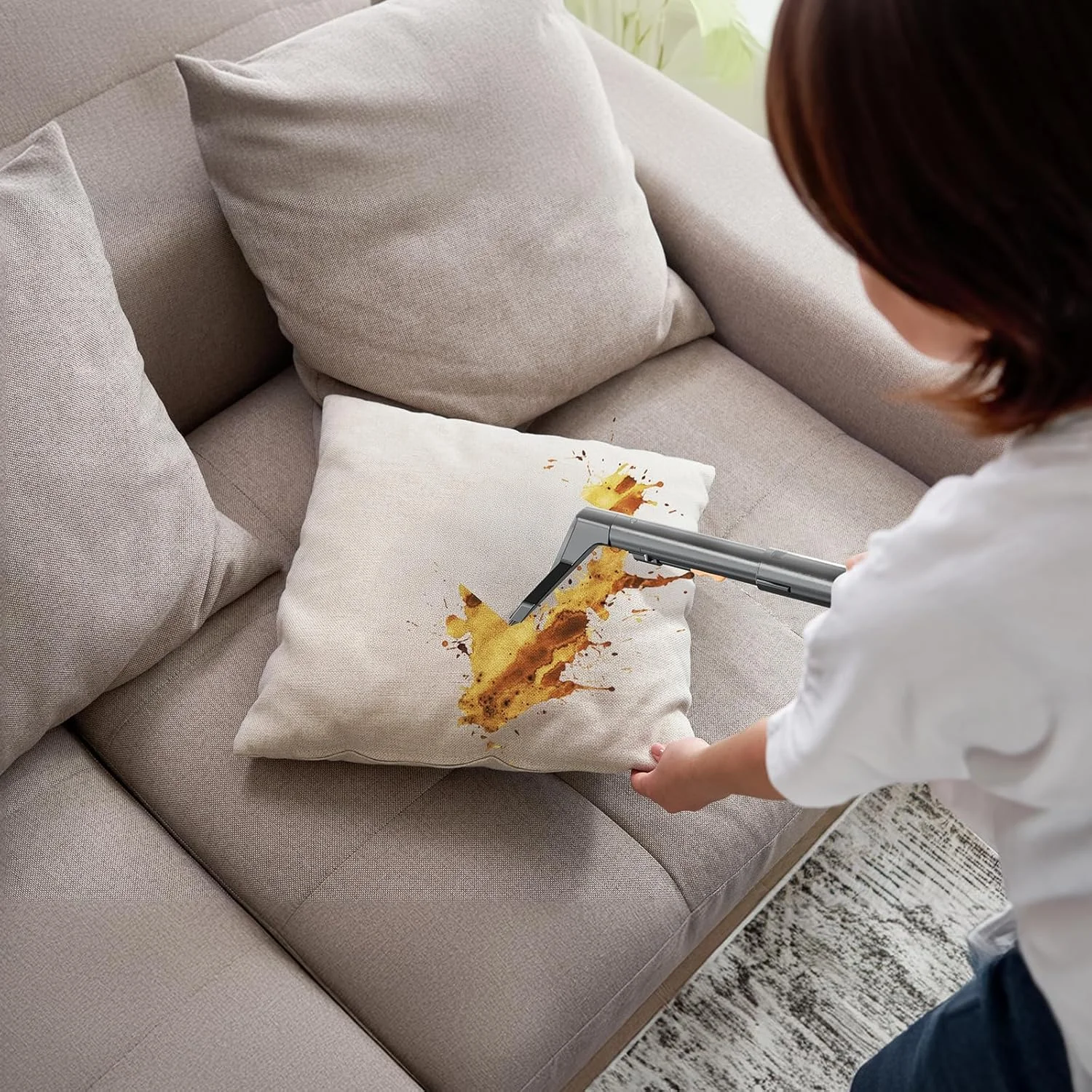 دستگاه تمیز کننده لکه فرش و روکش قابل حمل پرودو، مکش قدرتمند 11KPa با ابزارهای تخصصی منحصر به فرد، پاک کننده لکه حیوانات خانگی، مناسب برای جزئیات خودرو و اتومبیل، همراه با محلول تمیز کننده لکه Porodo Lifestyle