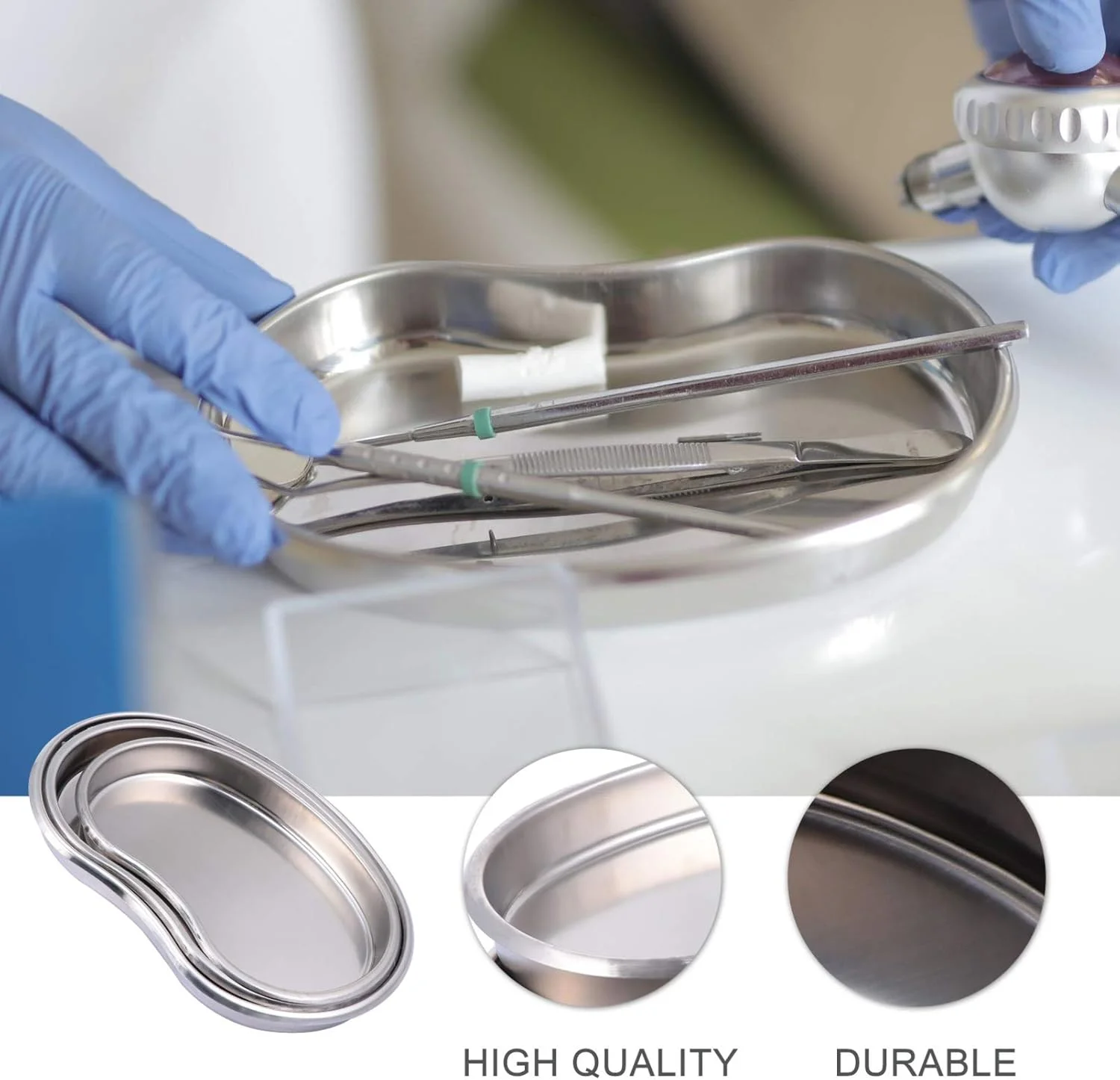 پوپت پاپ 3 عدد سینی کلیوی استیل ضد زنگ، ظرف امسیس، ایده آل برای پانسمان های کثیف، زباله های پزشکی و مایعات