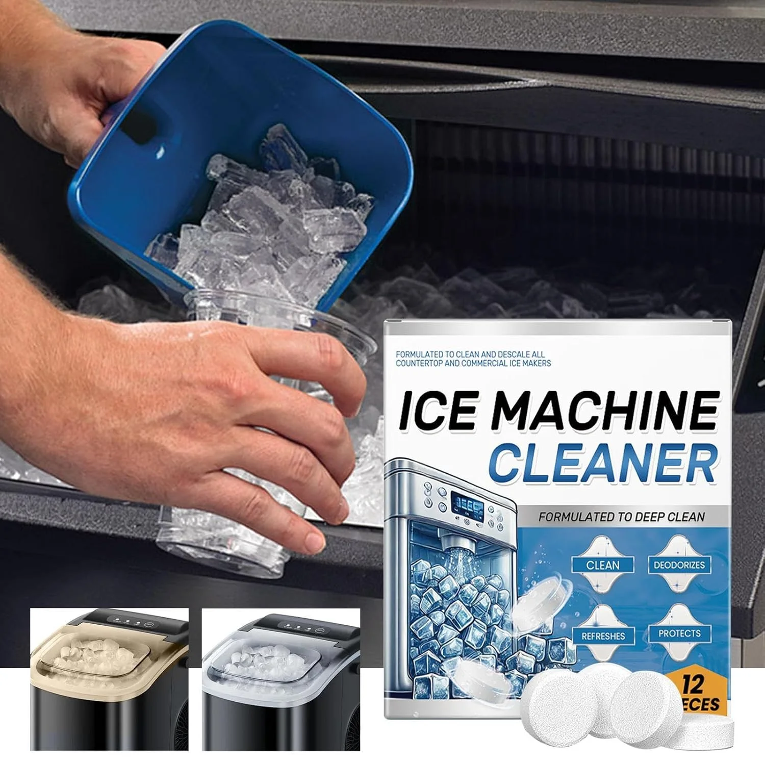 محلول تمیز کننده دستگاه یخ ساز | محلول تمیز کننده فعال و ایمن | ابزار تمیز کننده قابل حمل لوازم آشپزخانه برای نگهداری روزانه سطوح، فریزر، خانه و رستوران ها محلول تمیز کننده دستگاه یخ ساز | محلول تمیز کننده فعال و ایمن | ابزار تمیز کننده قابل حمل لوازم آشپزخانه برای نگهداری روزانه سطوح، فریزر، خانه و رستوران ها