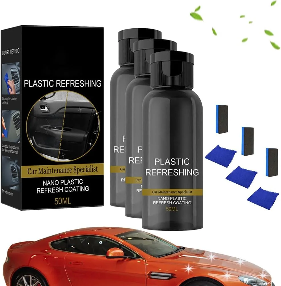 ماده احیا کننده پلاستیک خودرو Lakiso، احیا کننده پلاستیک Lakiso، ماده بازسازی آبکاری پلاستیک خودرو، پوشش نانو برای طراوت پلاستیک، ماده بازسازی قطعات پلاستیکی (3 عدد)