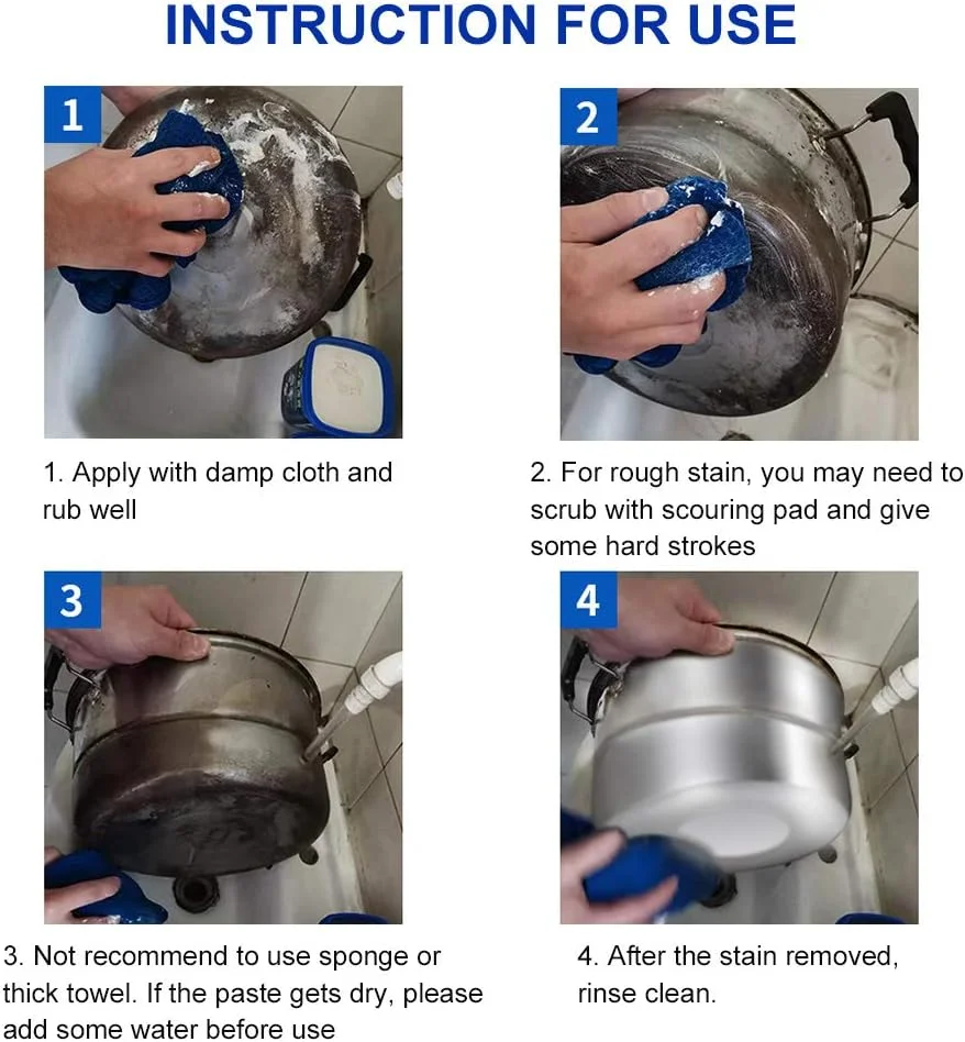 خمیر تمیز کننده اجاق گاز و ظروف آشپزی پپیسکی، پاک کننده قوی لوازم آشپزخانه، از بین برنده لکه های چربی و زنگ زدگی، مواد شوینده چند منظوره برای مینا/چینی/استیل ضد زنگ