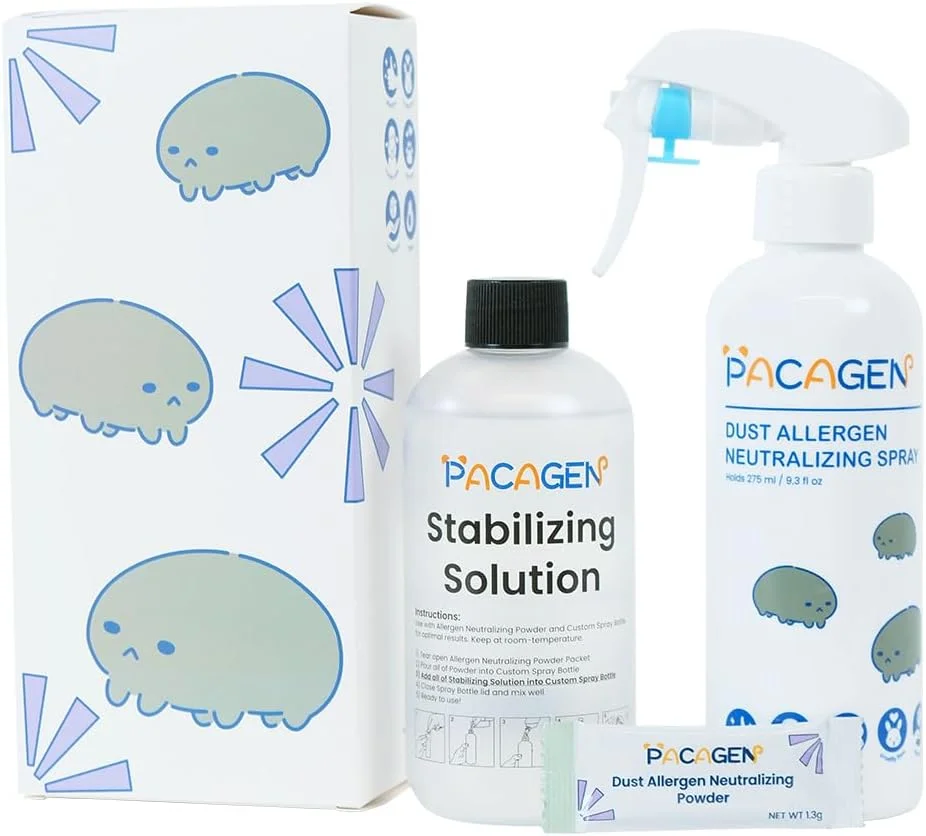 اسپری خنثی کننده آلرژن گرد و غبار پاکاژن برای انسان - ایده آل برای استفاده در منزل، نتایج فوری، استفاده آسان و سازگار با حیوانات خانگی - با چند اسپری به یک روز صاف برسید