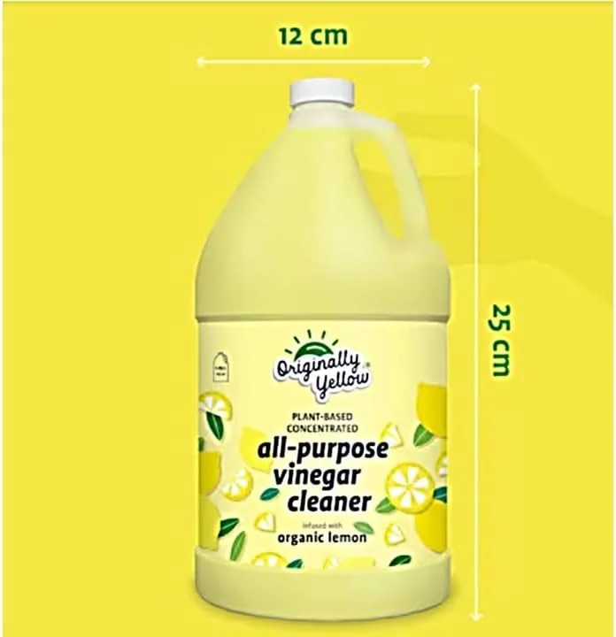 سرکه تمیز کننده چند منظوره زرد اورجینال برای محلول تمیز کردن کف خانه با سرکه مقطر | غنی شده با لیمو ارگانیک | لوازم تمیز کننده خانگی گیاهی، 1.89 لیتر (1 بسته)