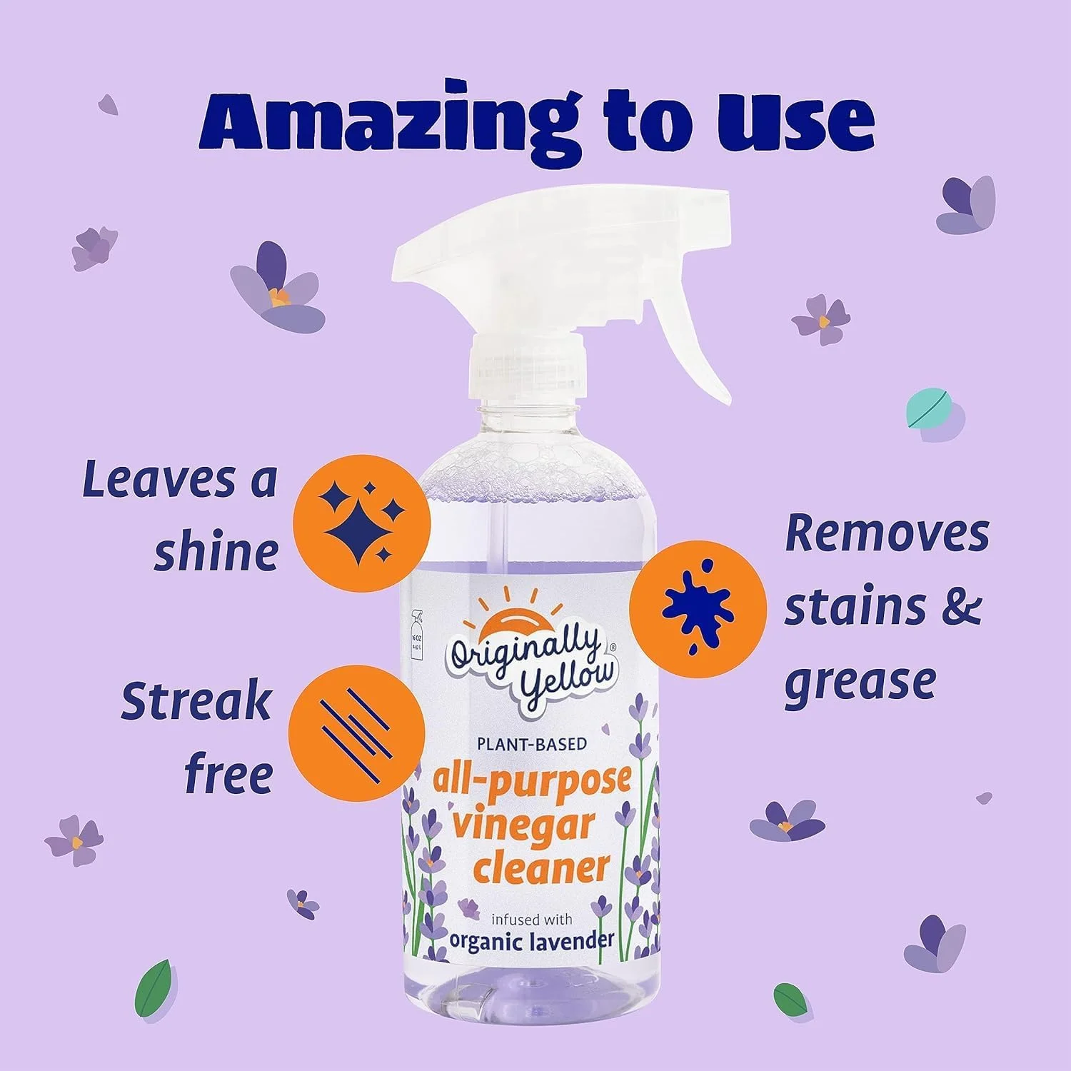 سرکه پاک کننده چند منظوره زرد اورجینال با رایحه اسطوخودوس 1.89 لیتر (تک بسته) + اسپری سرکه مقطر چند منظوره زرد اورجینال با رایحه لیمو مناسب اتاق نشیمن، 470 میلی لیتر (دو بسته)