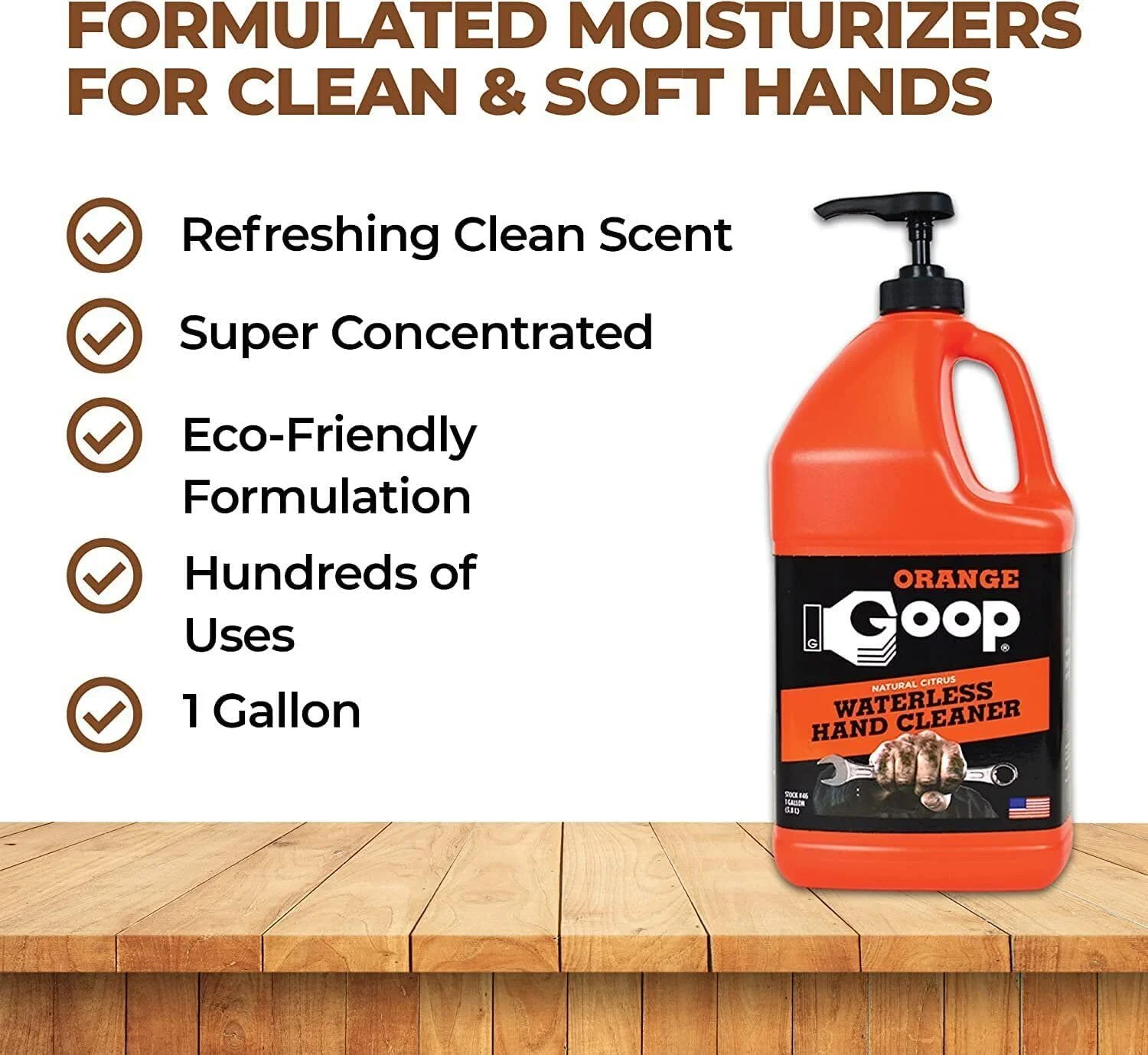 مایع ژل تمیز کننده دست مرکبات طبیعی بدون آب Orange Goop، ۱ گالن