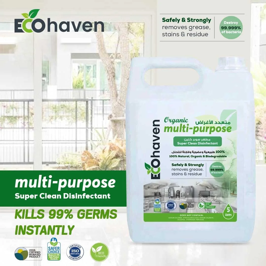 مایع پاک کننده چند منظوره ارگانیک اکوهیون - 5 لیتر | طبیعی و سازگار با محیط زیست | قوی در برابر آلودگی، ملایم بر روی سطوح | غیر سمی و تجزیه پذیر | مناسب برای مصارف خانگی، اداری و تجاری