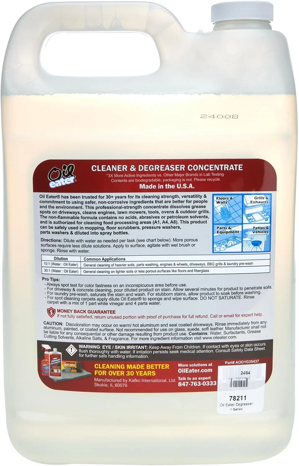 پاک کننده و چربی زدای اورجینال Oil Eater، حجم 1 گالن - حل کننده چربی، روغن و لکه های سخت - قدرت حرفه ای