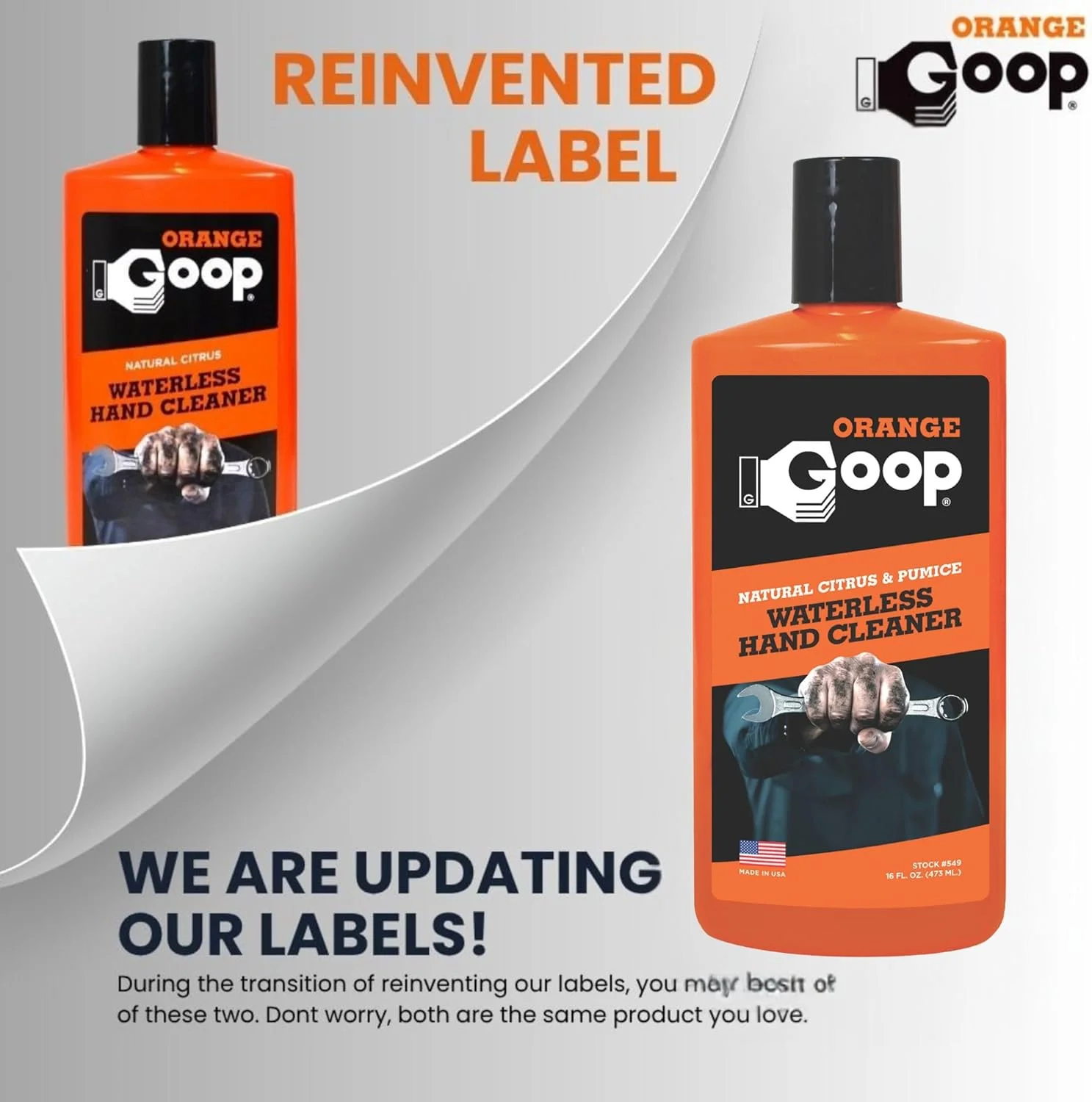 تمیز کننده دست بدون آب Goop Orange Goop با درب فشاری، حاوی مرکبات طبیعی و سنگ پا، 473 میلی لیتر