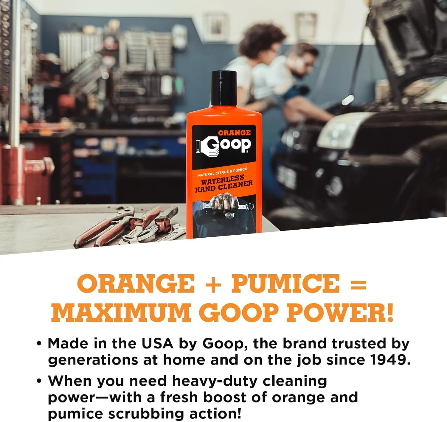 تمیز کننده دست بدون آب Goop Orange Goop با درب فشاری، حاوی مرکبات طبیعی و سنگ پا، 473 میلی لیتر