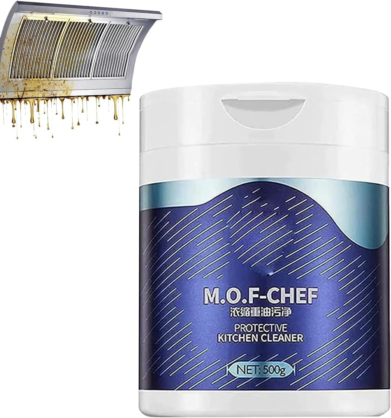 پودر پاک کننده محافظ آشپزخانه NUOKOU M.O.F-CHEF، پودر پاک کننده Mof Chef، چربی زدای قوی برای آشپزخانه، پودر پاک کننده آلودگی روغن آشپزخانه، پودر پاک کننده سریع آشپزخانه Mof Chef (500 گرم)