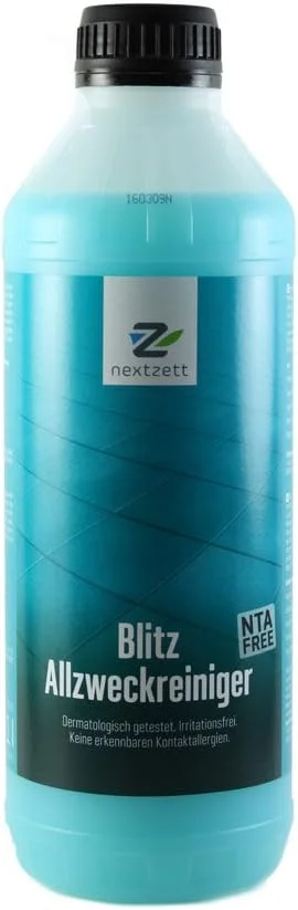 مایع تمیز کننده چند منظوره nextzett 90010515 Blitz، 1 لیتر - تمیز کننده اثاثه یا لوازم داخلی، لاستیک، پلاستیک، کنسانتره، آبی