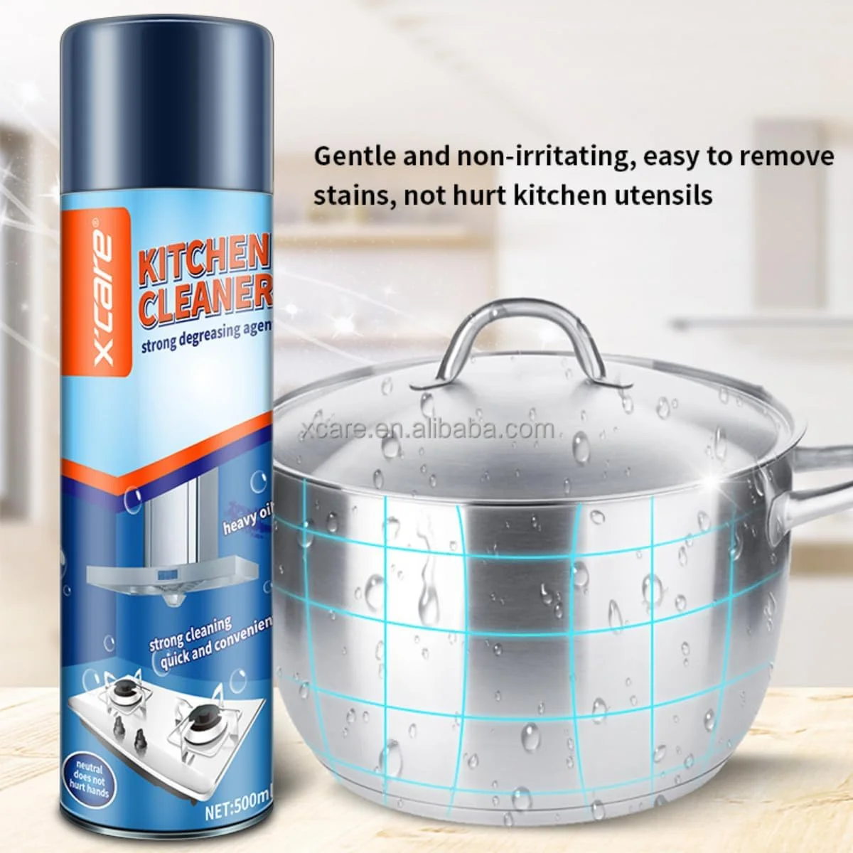 اسپری فوم پاک کننده روغن آشپزخانه 500 میلی لیتری جدید / چربی زدا چند منظوره برای گریس، جرم، لکه ها - فرمولاسیون پایه آب بدون نیاز به آبکشی، ایمن برای چوب، فلز، پلاستیک، پارچه، فضای داخلی خودرو، آشپزخانه و حمام