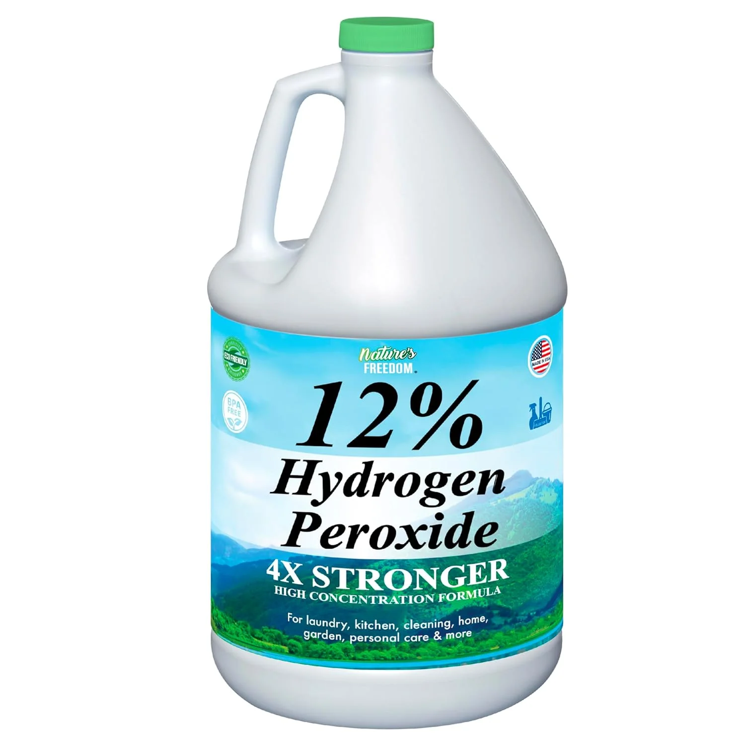 محلول پراکسید هیدروژن 12% Nature's Freedom، فقط H2O2 با گرید غذایی و آب تصفیه شده، محلول 1 گالنی