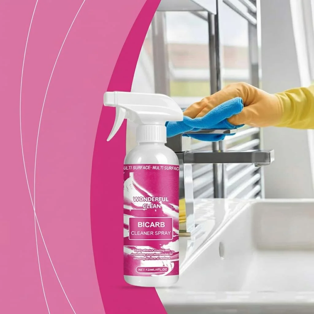 اسپری تمیز کننده طبیعی جوش شیرین 120 میلی لیتر - چند منظوره، غیر سمی، سازگار با محیط زیست، پاک کننده چربی و پولیش بدون خش، رایحه لیمو وربنا، ایمن برای آشپزخانه، از بین برنده بوی نامطبوع