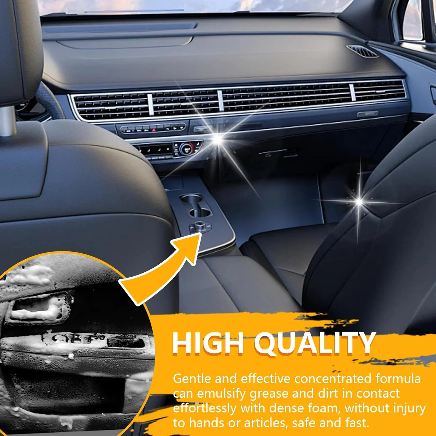 اسپری فوم پاک کننده چند منظوره، رایحه لیمو، فوم پاک کننده 100 میلی لیتری برای خودرو و منزل، استفاده آسان برای پارچه، چرم، پلاستیک و غیره