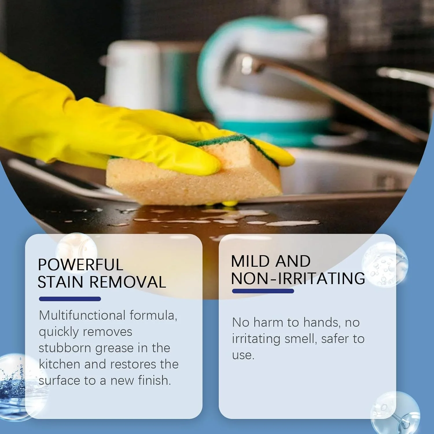 اسپری فوم پاک کننده آشپزخانه NALACAL، اسپری فوم پاک کننده چند منظوره، اسپری فوم پاک کننده حبابی، لکه بر، پاک کننده همه منظوره لکه روغن برای کیت حذف لکه های قوی آشپزخانه (1 عدد)