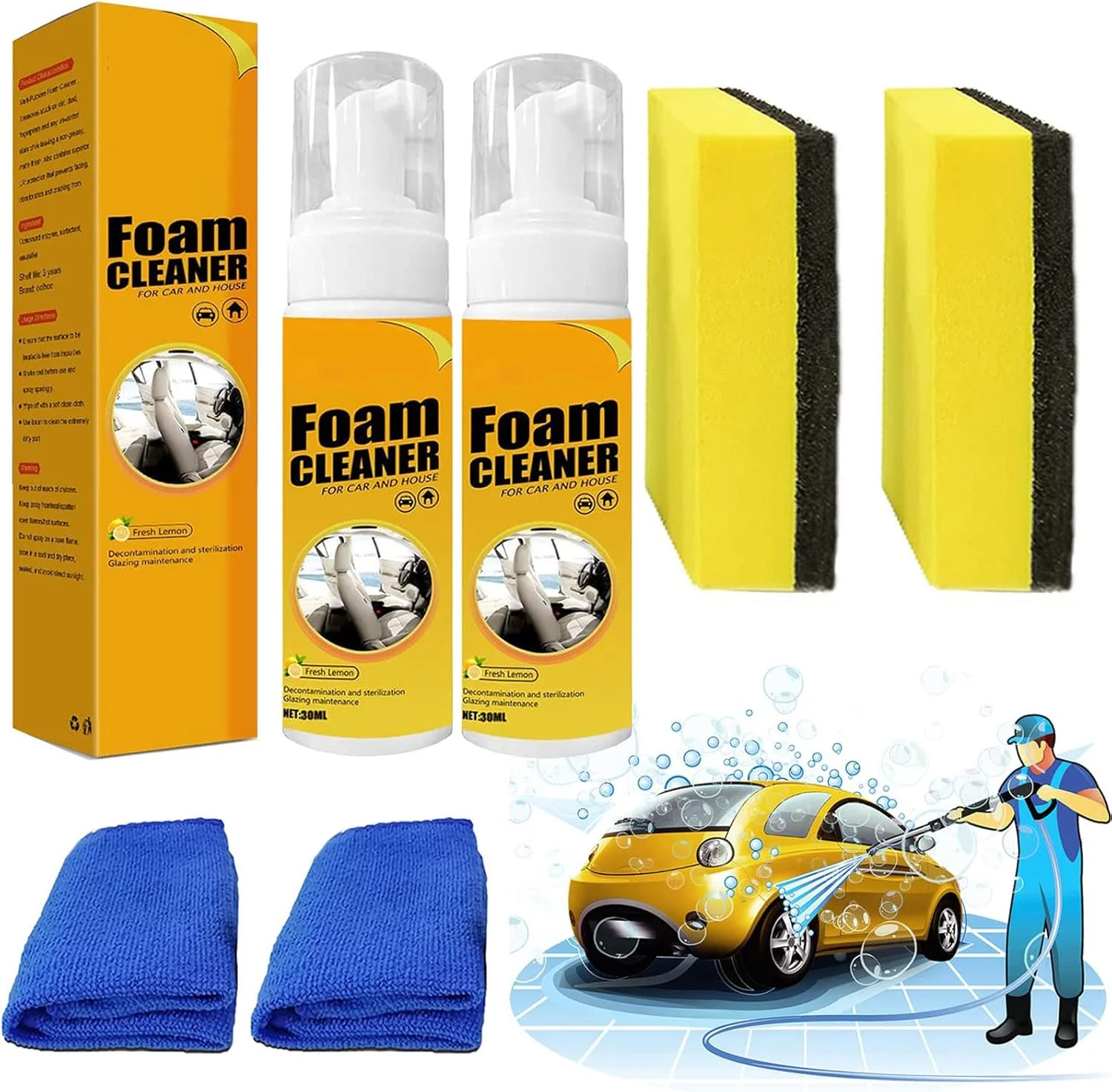 اسپری فوم تمیز کننده چند منظوره خودرو، فوم تمیز کننده همه کاره، فوم تمیز کننده چند منظوره، فوم تمیز کننده برای خودرو، فوم تمیز کننده همه منظوره، اسپری فوم جادویی خودرو (30 میلی لیتر، 2 عدد)
