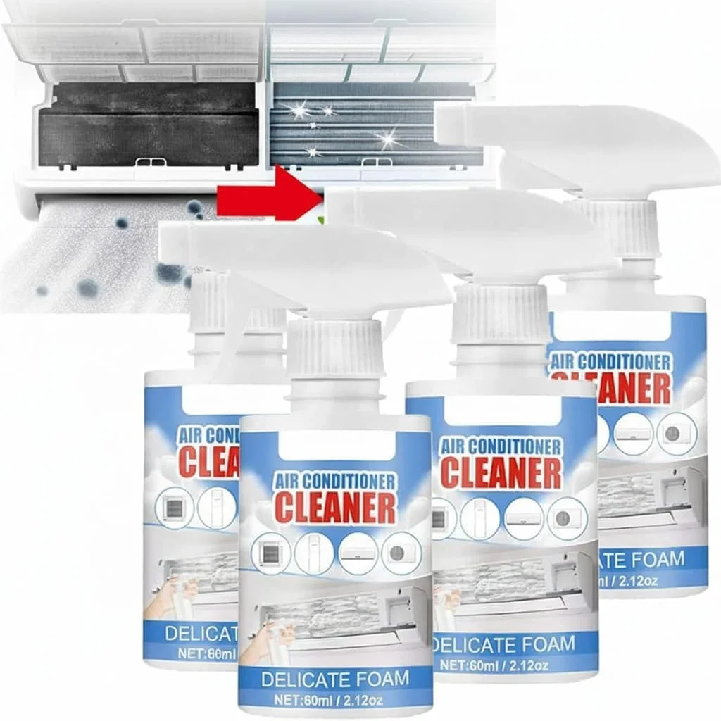 اسپری فوم تمیز کننده چند منظوره کولر گازی NALACAL، 60 میلی لیتر، بدون نیاز به آبکشی، از بین برنده بو برای خانه و محل کار، تمیز کننده همه منظوره خانگی (3 عدد)