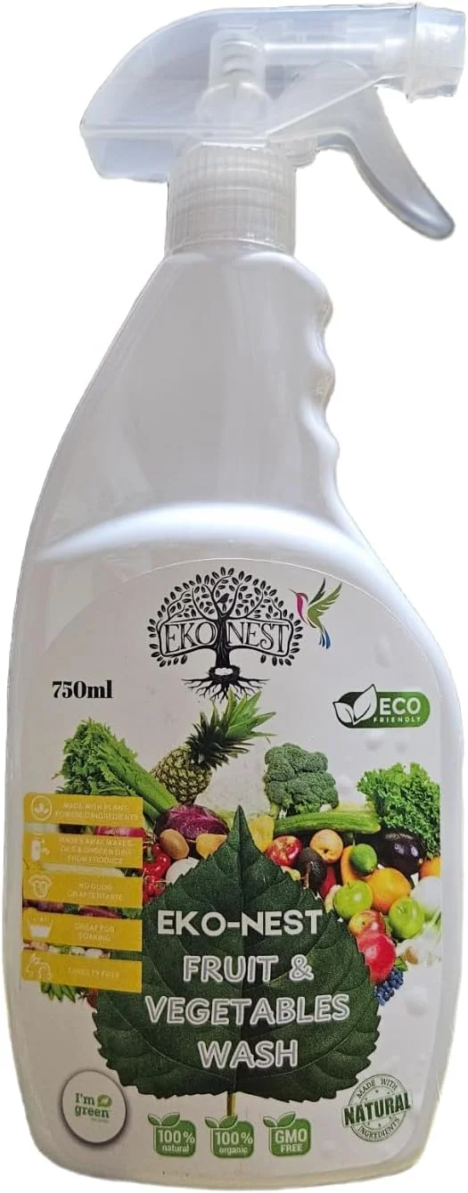 مایع شستشوی طبیعی میوه و سبزیجات، ۷۵۰ میلی لیتر، بطری اسپری، شستشوی ارگانیک سبزیجات، شستشوی محصولات، پاک کننده سبزیجات سازگار با محیط زیست