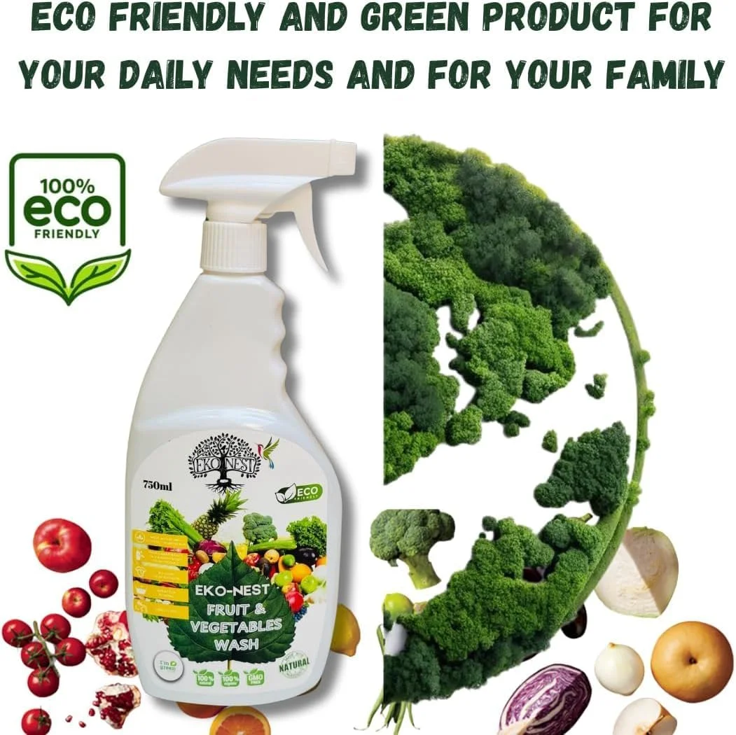 مایع شستشوی طبیعی میوه و سبزیجات، ۷۵۰ میلی لیتر، بطری اسپری، شستشوی ارگانیک سبزیجات، شستشوی محصولات، پاک کننده سبزیجات سازگار با محیط زیست