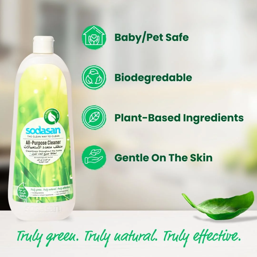 Sodasan 100% Natural All Purpose Cleaner 1L | Organic Multi-Surface Cleaning Solution | Plant-Based, Non-Toxic, Citrus Power | Gentle on Skin | Eco-Friendly | Made in Germany Sodasan 100% Natural All Purpose Cleaner 1L | Organic Multi-Surface Cleaning Solution | Plant-Based, Non-Toxic, Citrus Power | Gentle on Skin | Eco-Friendly | Made in Germany