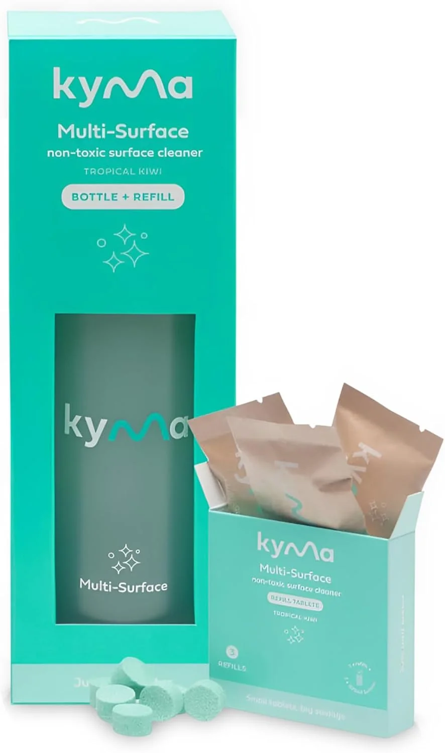 مجموعه شروع چند منظوره کیما، غیر سمی، سازگار با محیط زیست، قدرتمند، از بین برنده چربی و کثیفی، 2 لیتر (4 عدد محلول پاک کننده چند منظوره 500 میلی لیتری می سازد)