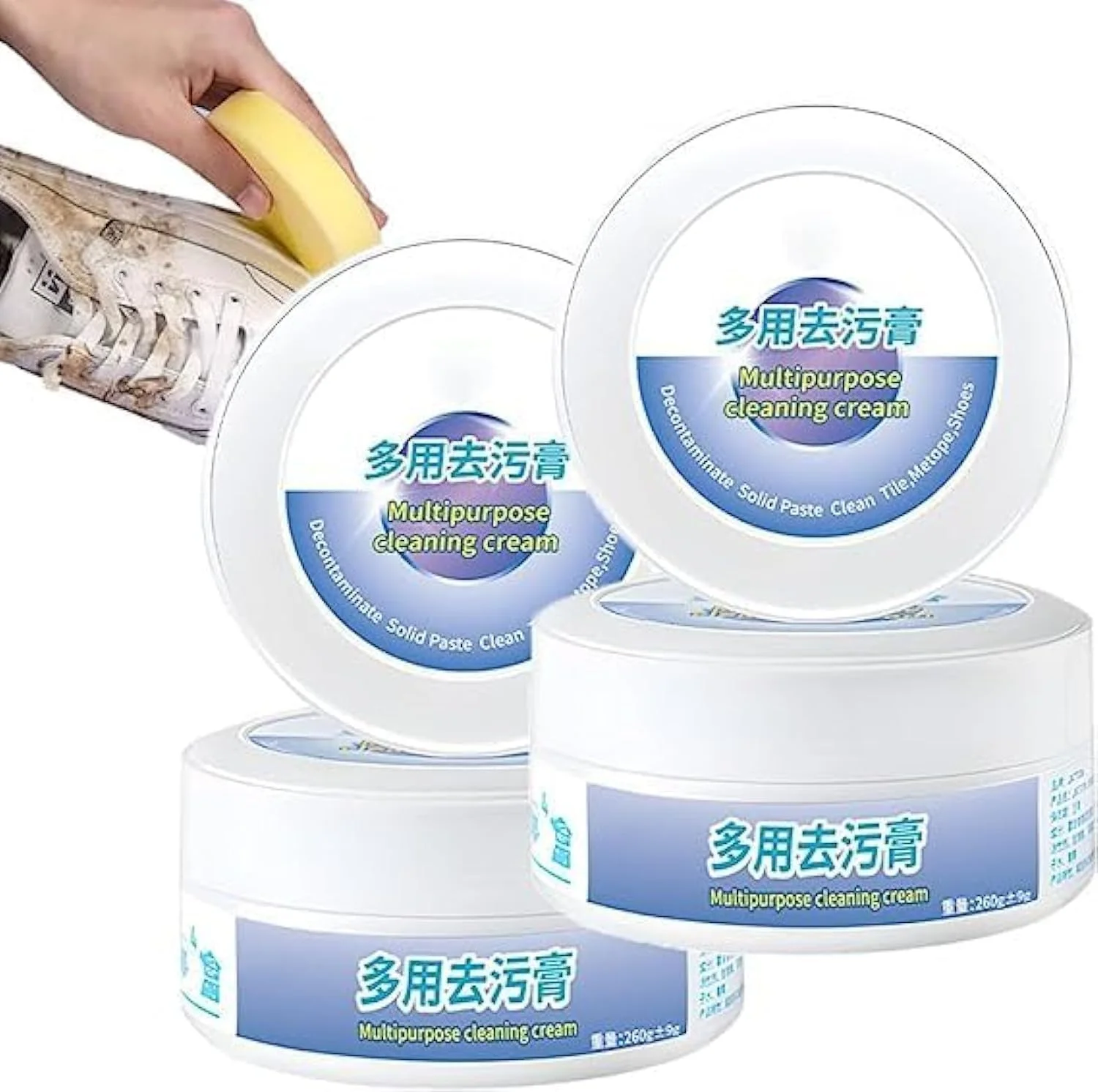 کرم تمیز کننده و ضدعفونی کننده چند منظوره، تمیز کننده کفش سفید، کرم تمیز کننده چند منظوره با اسفنج (2 عدد)