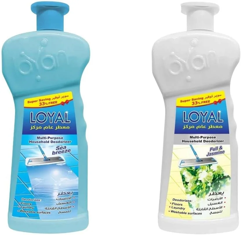 ژل خوشبو کننده چند منظوره خانگی لویال، رایحه نسیم دریا (آبی) و یاس (سفید)، بطری 2100 میلی لیتری، ست 2 عددی