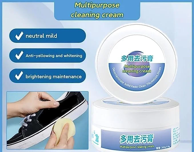 کرم تمیز کننده و ضدعفونی کننده چند منظوره، تمیز کننده کفش سفید، کرم تمیز کننده چند منظوره با اسفنج (2 عدد)