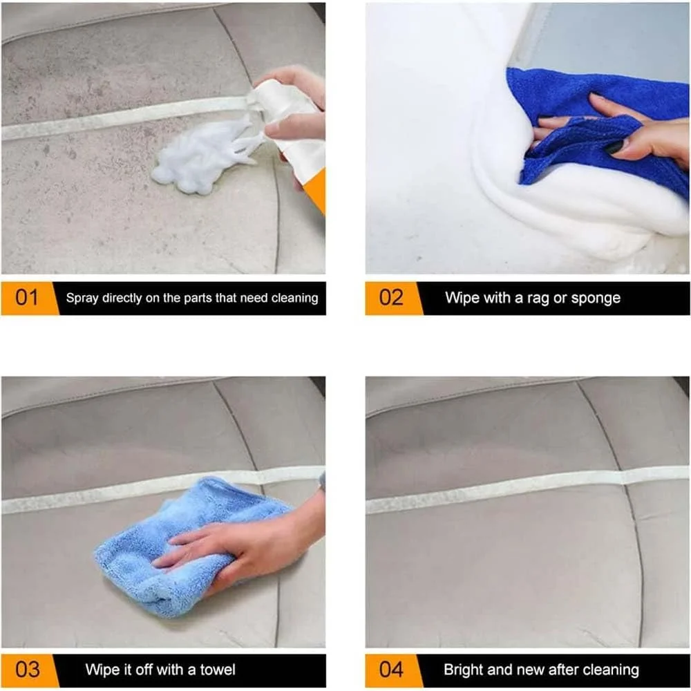 اسپری فوم تمیز کننده و براق کننده چند منظوره - 600 گرم احیا کننده سطوح داخلی | محافظت در برابر اشعه ماوراء بنفش، پاک کننده کثیفی و جرم برای خودرو و منزل