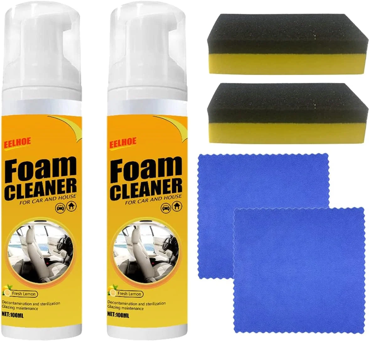 اسپری فوم پاک کننده چند منظوره، اسپری فوم پاک کننده چند منظوره 100 میلی لیتری، اسپری فوم پاک کننده، فوم پاک کننده چند منظوره خودرو، فوم پاک کننده خودرو و منزل با رایحه لیمو (2 عدد)